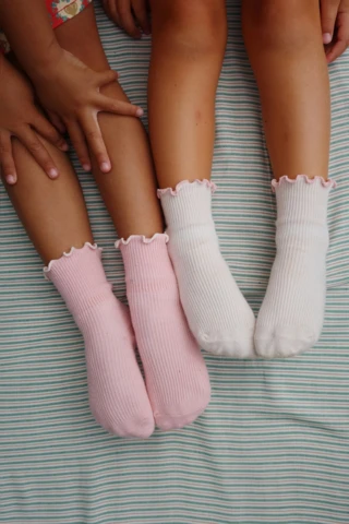 2er-Pack Rippsocken - Rose/Off White