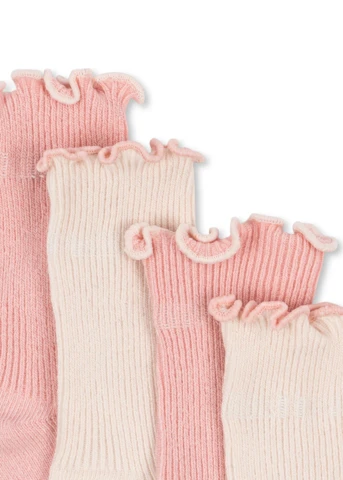 2er-Pack Rippsocken - Rose/Off White